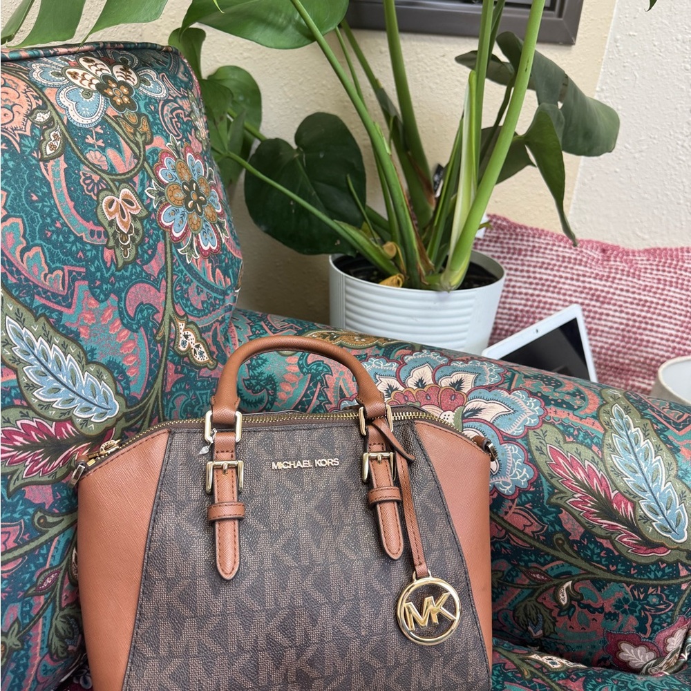 Michael Kors Signature Brown and Tan Satchel